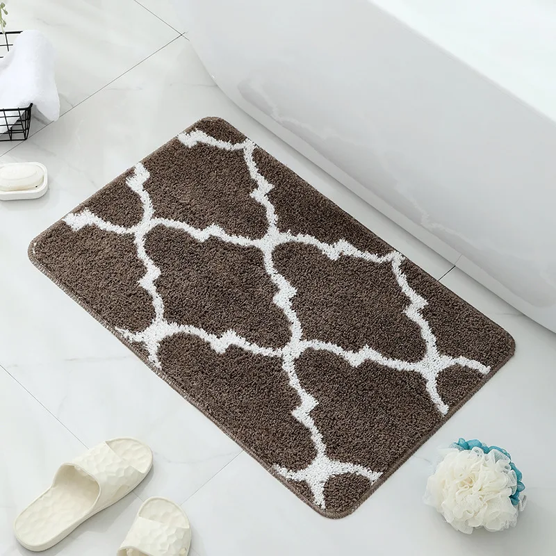 

Bathroom Doormats Simple Geometric Abstract Mat Water Absorption TPR Non-slip Sole Carpet Skin-friendly Machine Washable Rug