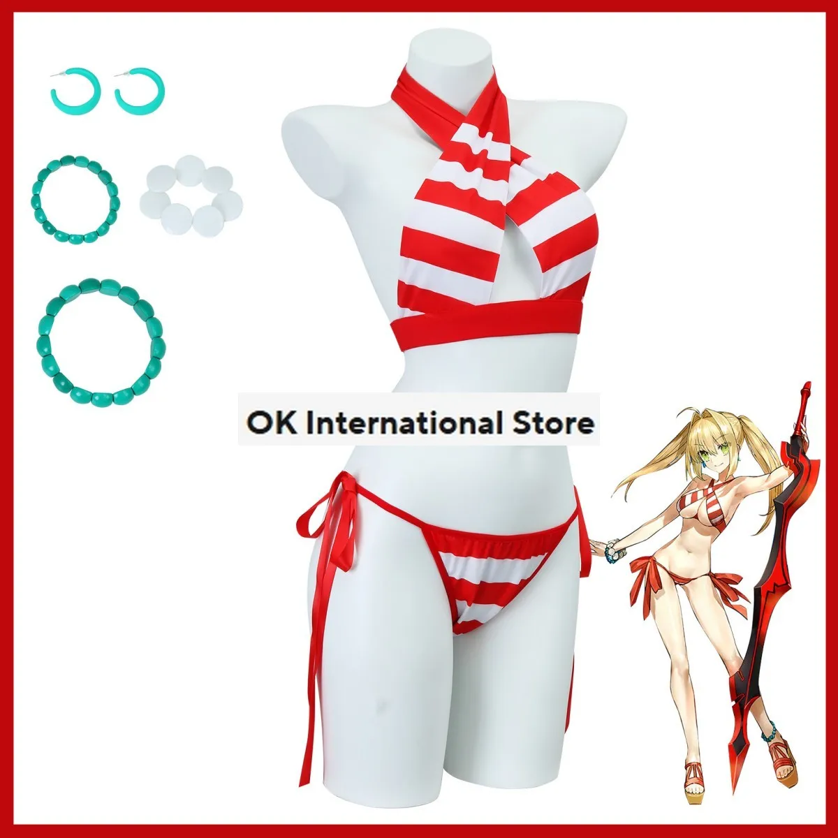 Spiel fgo Schicksal/Grand Order Nero Claudius Caesar Augustus Germanicus Cosplay Kostüm Perücke Badeanzug Sommer Frau sexy Bikini