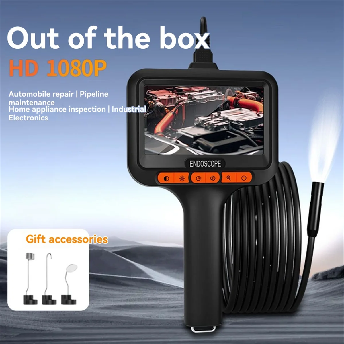 AA98 Endoscope Camera 1080P HD 4.3inch Display Borescope Camera with 8 Adjustable LED Lights, 16.5ft Semi-Rigid Snake Camera
