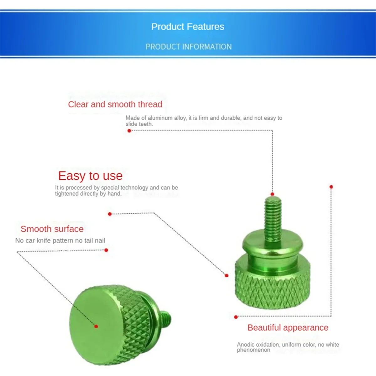 10Pcs/Lot UNC6-32 M3.5 Hand Screw for PSU Computer Case Screws Green_N34R
