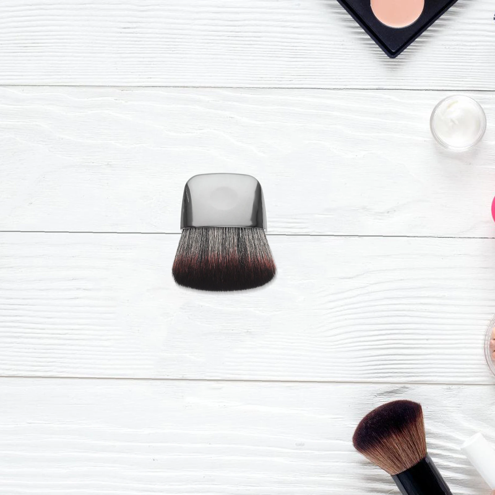 فرشاة مكياج: أداة بودرة أحمر الخدود الصغيرة المسطحة للسفر، فرشاة وجه محمولة ذات شعيرات ناعمة للنساء #5