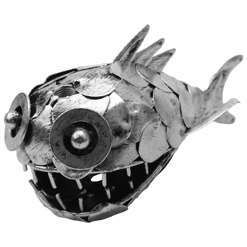 Angler Fish Lamp USB Rechargeable Desktop Metal Light Handmade Craft Home Living Room Decoration