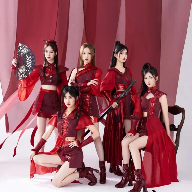 

Adult Women's Performance Clothes Star Girl Group Singing Outfits Traditional Chinese Style Dance Show Hanfu Stage Costumes