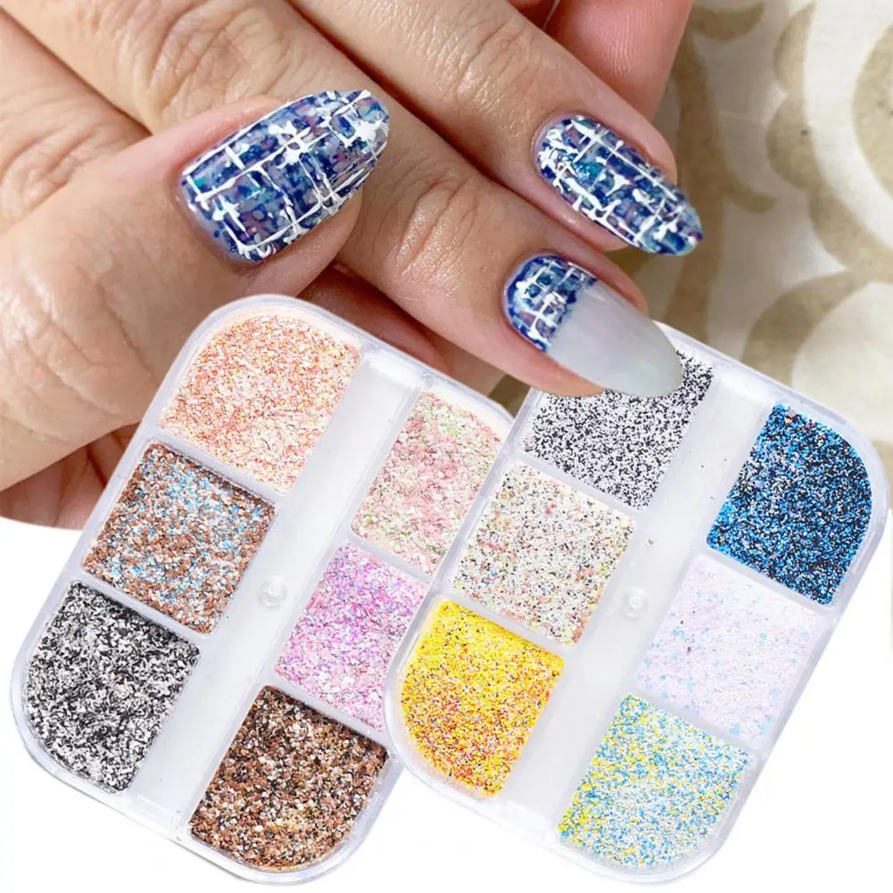 5g Safe Nail Art Powder Easily Applying Non-Floating Natural Extract Weave Design Mixed Color Sand Pigment Dust