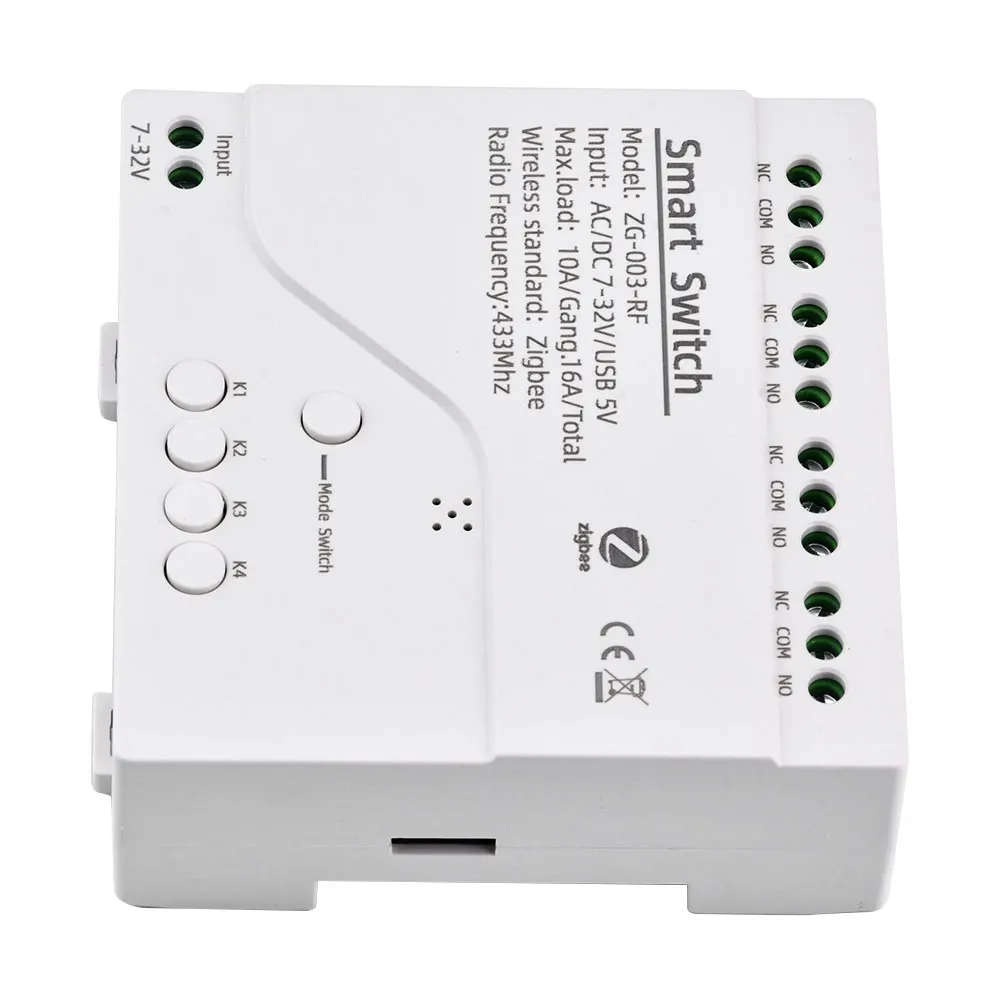 ZigBee Intelligent Switch RF Module 4 Channel DC7-32V / AC85-250V Jog Self-Locking WiFi Remote Control Relay Switch