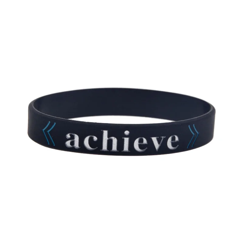 50 Pcs SUCCESS FOCUS achieve Silicone Rubber Wristband Christian Bracelets Black