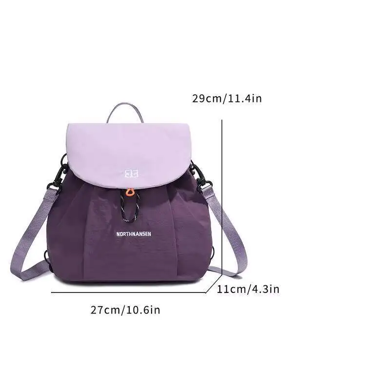 Block Drawstring Backpack Waterproof Nylon Large Capacity Flap Design Adjustable Straps Durable for Daily Commute Travel Casual