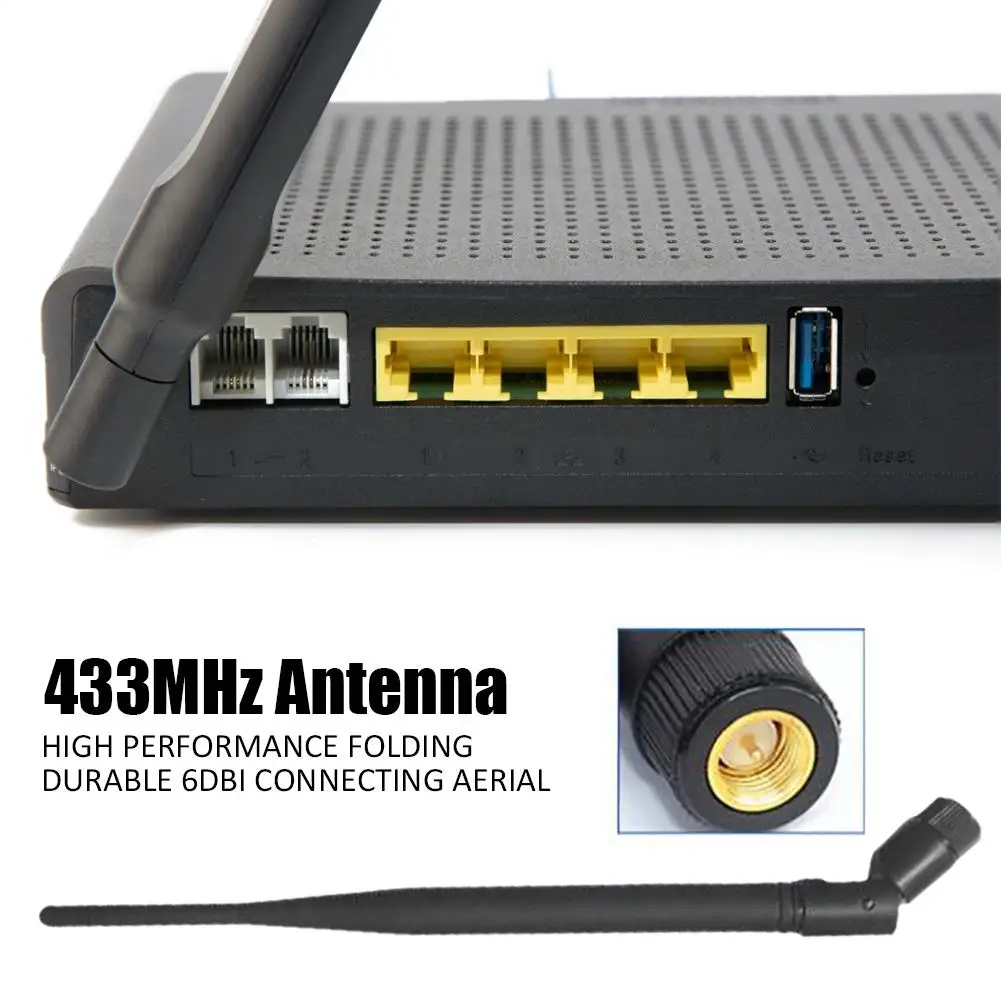 Antena de 433MHz, antena de conexión duradera plegable de alto rendimiento de 6dbi