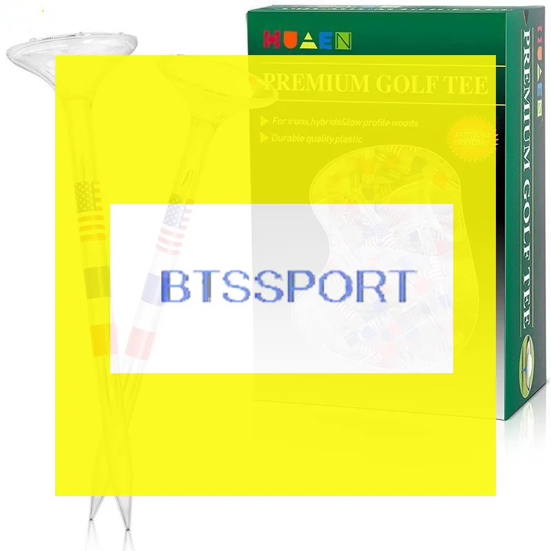 10Pcs Long Golf Tees Bulk Unbreakable 83mm Transparent USA American Flag Reduces Friction And Side Spin Golf Accessories