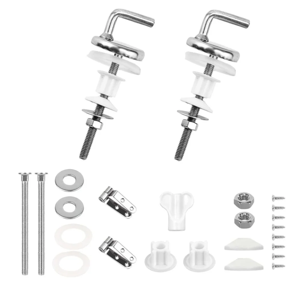 Toilet Seat Hinges Replacement Parts Stainless Steel Stable Quiet Fit Easy Cleaning Compatible with Different Seat Sizes