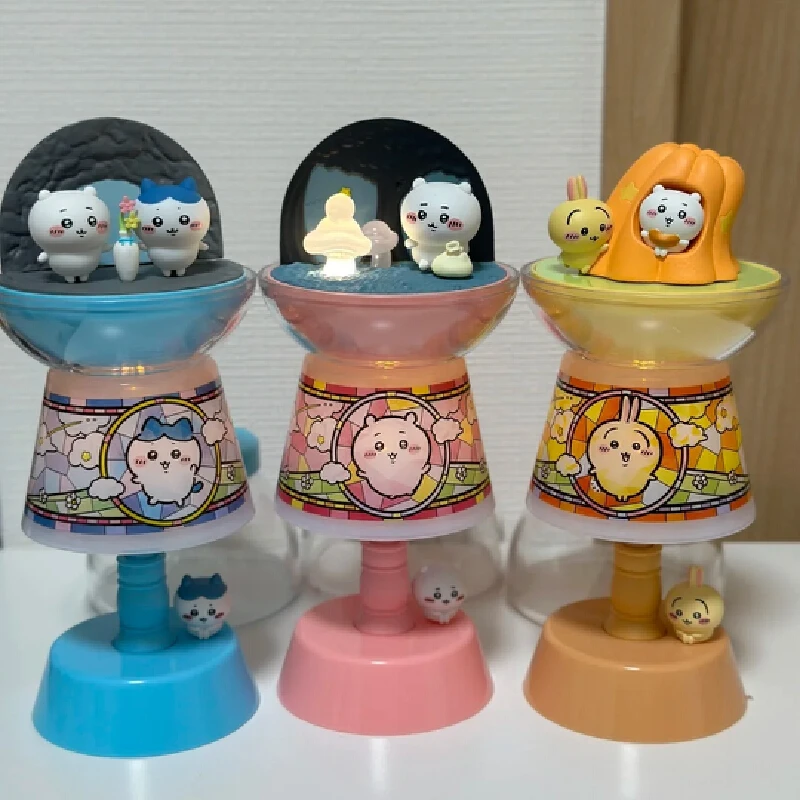 100% genuíno chiikawa enlatado cena ornamento série caixa cega gacha usagi mystrey caixa kawaii companheiro noite lâmpada presente personalizado