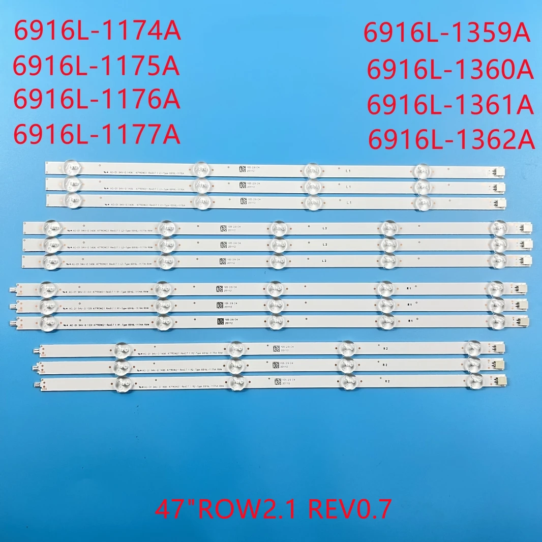 Ew Barra de tira de LED de matriz de retroiluminación completa, para L G 47LN540V 47LN613V 47LA620V 47LN5758 47LN5757 47LN575R-ZE LC470DUE 47LA6218 47LN