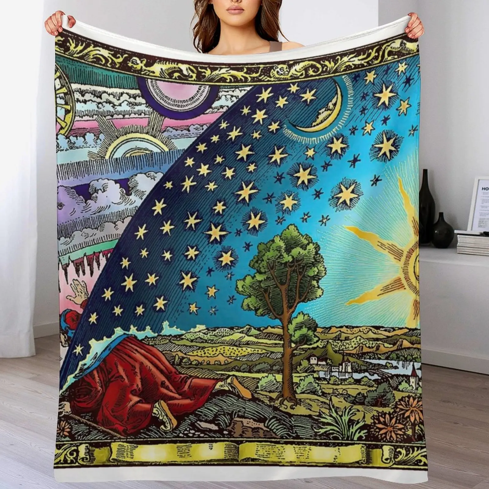 

Flammarion Engraving Flat Earth Throw Blanket All Season Soft Lightweight Blanket for Home