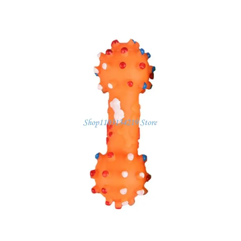 N5KC Pet Plaything Dumbbell Noise Maker Rubber Chew Toy For Dog Cats Child Gift