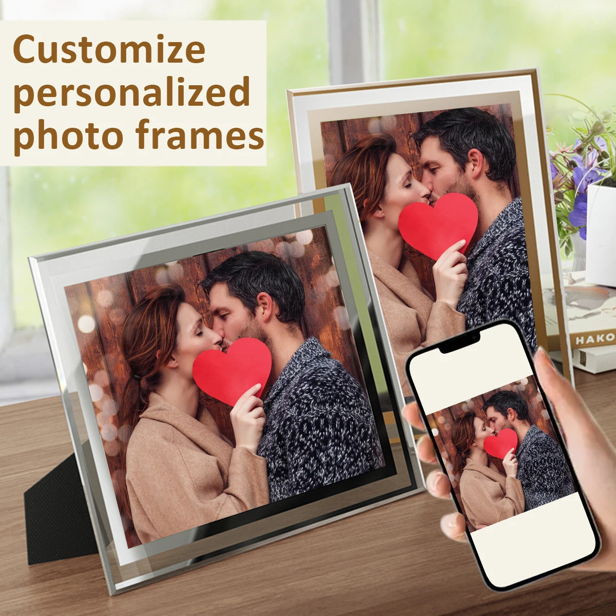 Personalized glass photo frames, custom photo frame ornaments, simple holiday gifts indoors, commemorate precious memories