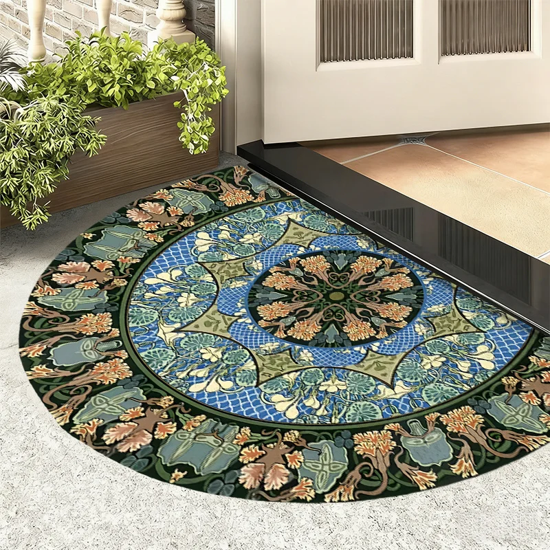 Large Red Poppy Flower Beaded Texture Black Leaves Rug For Bold Porch Playful Vibe Non Slip Decorative Floor Cover