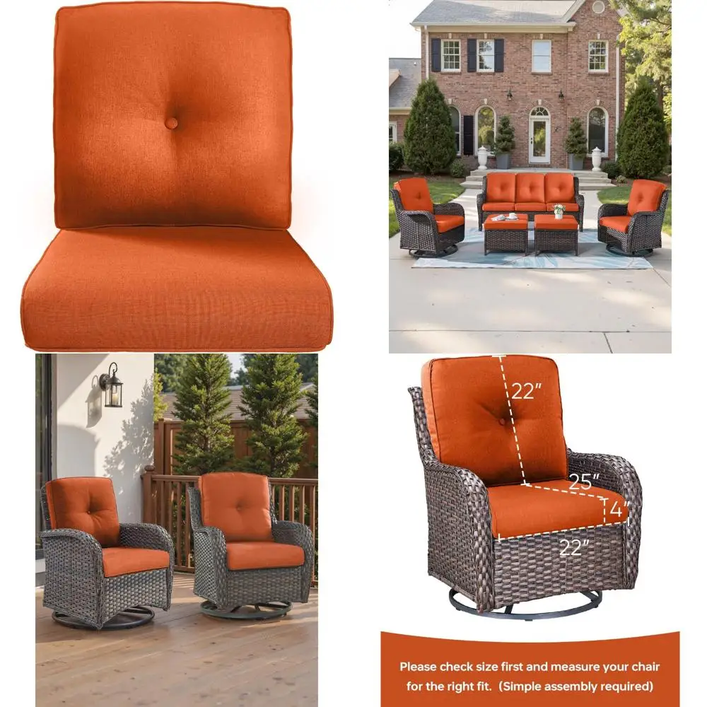 

Outdoor Replacement Cushions Set for High Back Deep Seat Patio Furniture, Rattan Dining Swivel Rocking Chair