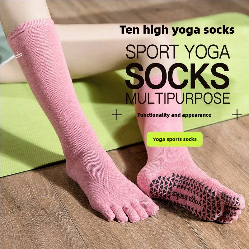 Yoga Socks Men Professional Silicone Anti Slip Men Fitness Pilates Sports Dance Long Tube Five Finger Split Toe Women Yoga Socks