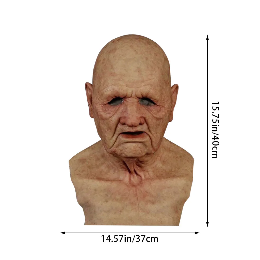 Elderly Man Mask Halloween Party Wrinkle Full for Head Mask Grandpa Face Mask Cosplay Props Party Supplies