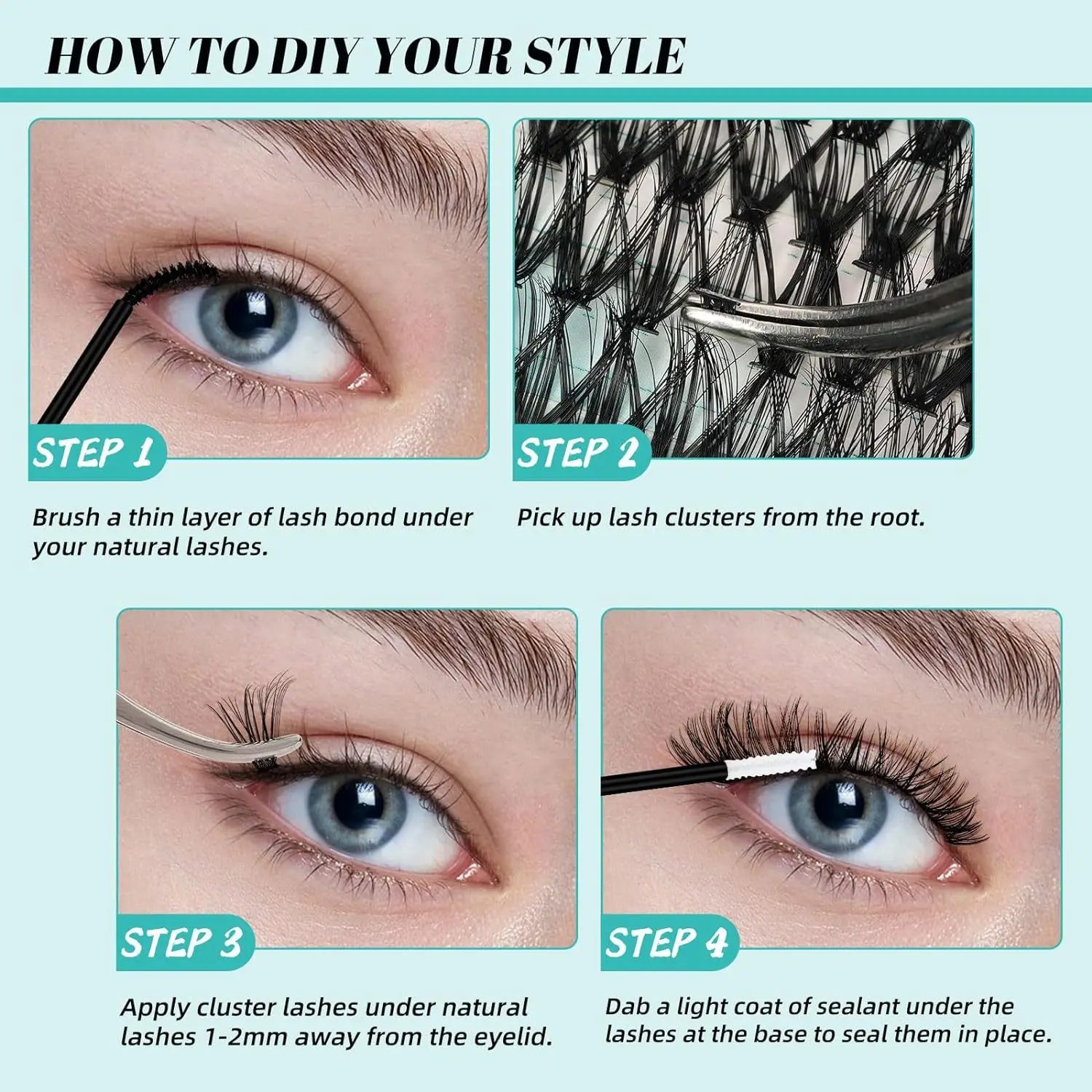 MIAOJIE 280 stks Individul Claster Wimperverlenging 30D/40D Mix Lengte DIY Cluster Wimpers