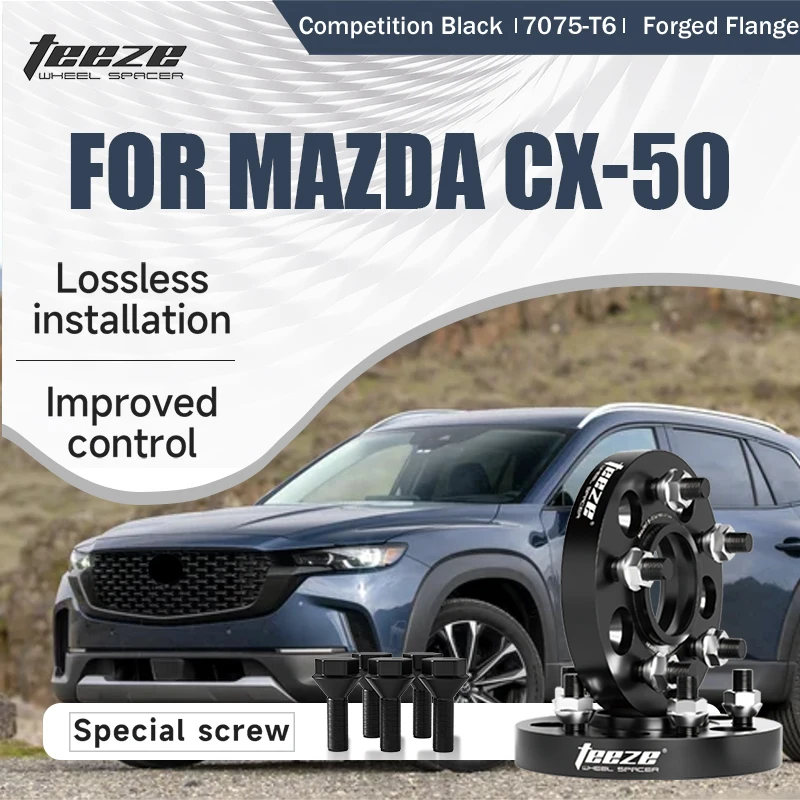 

Teeze 2/4 шт. 5x114,3 CB 67,1 M12 x 1,5, центральная черная кованая прокладка колеса для Mazda CX-50, фланцевая пластина 20/25/30/35 мм