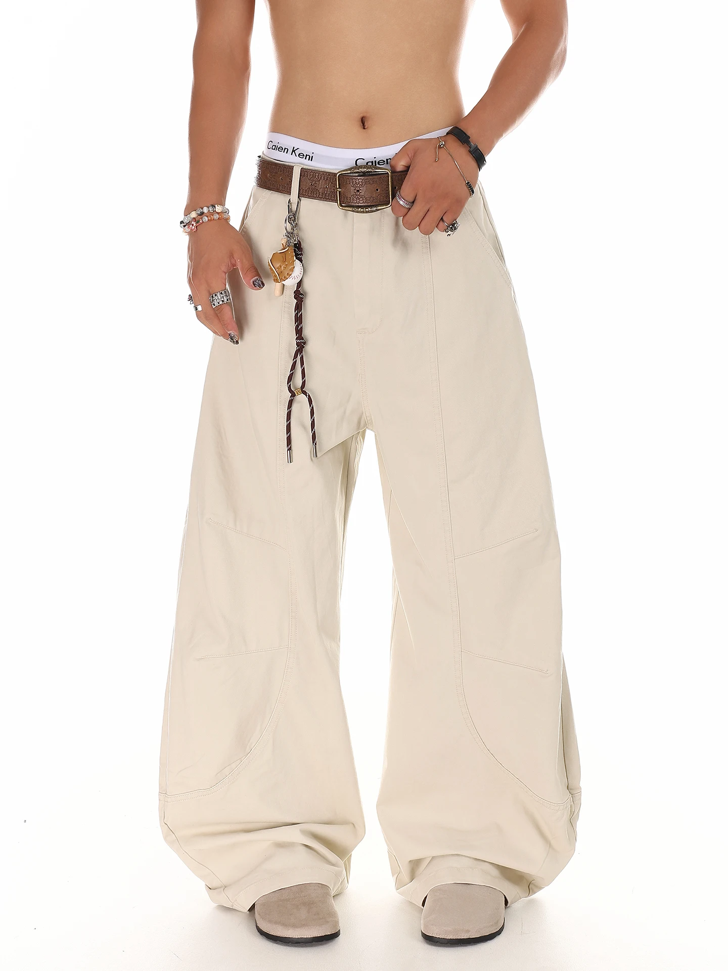 

American Street Style Men's Casual Pants Spring 2026 New Folded Knife Loose Fit Youthful Vitality All Season Straight Leg