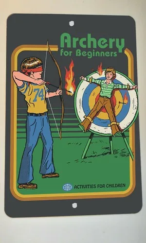 Archery for Beginners Activities Children  Metal Wall Sign