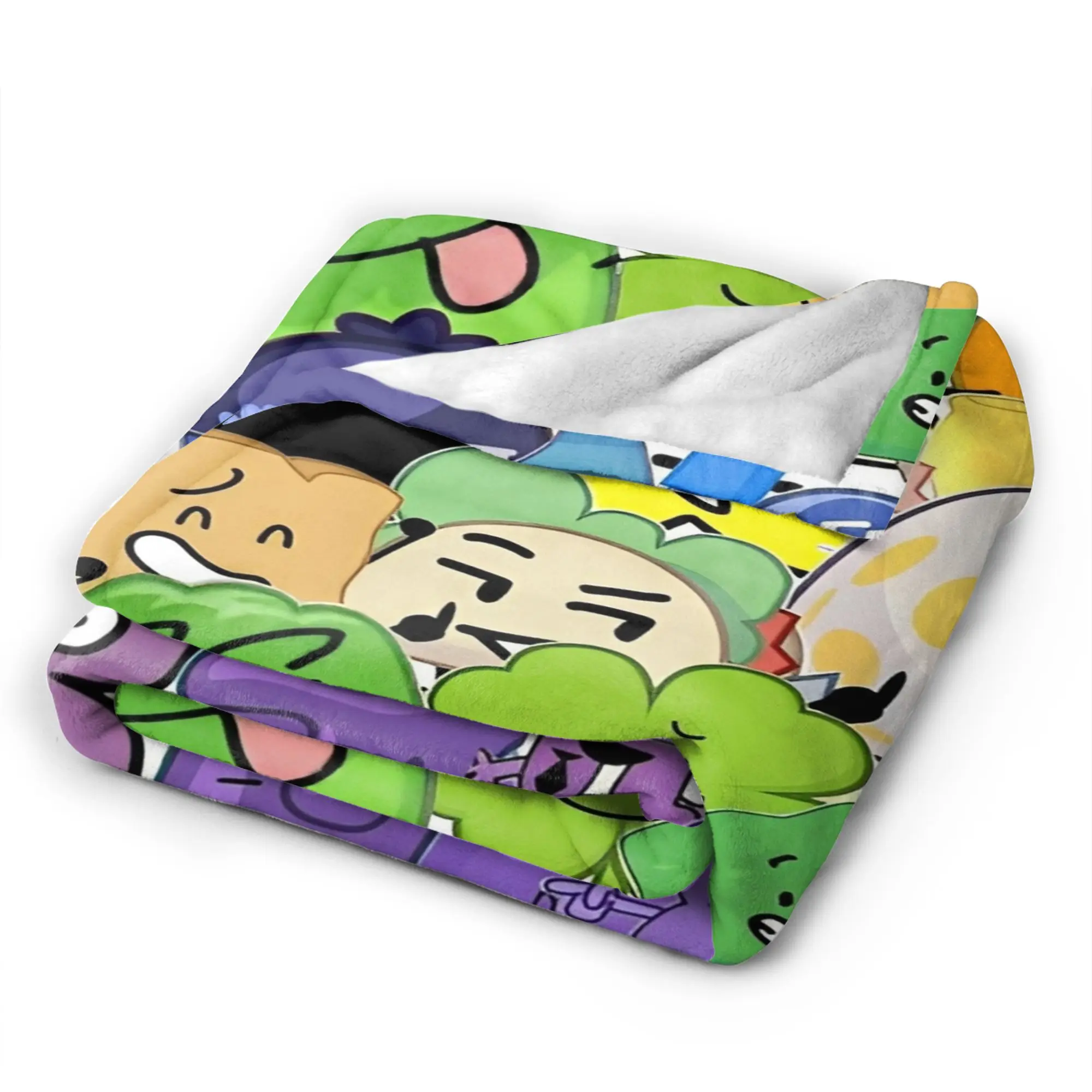 BFDI Inanimate Insanity Flannel Blanket  Warm Soft Throw Blanket for Outdoor Travel Office Funny Bedspread Sofa Bed Cover