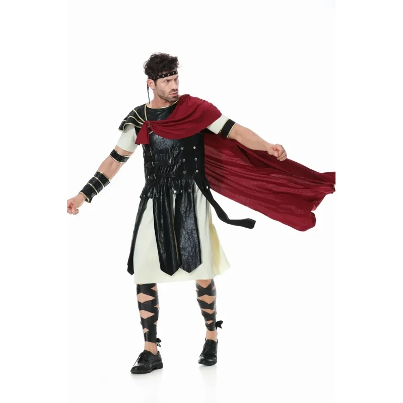 SN88 Ancient Roman Warrior Gladiator Costume Adult Kids Men Boys Uniform Halloween Dress Up Party Knight Roman Solider Fancy Dre