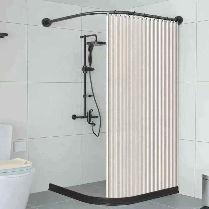 Non Perforated Corner Magnetic Folding Invisible Shower Curtain in Bathroom Waterproof and Mold Resistant, Thickened Shower Room