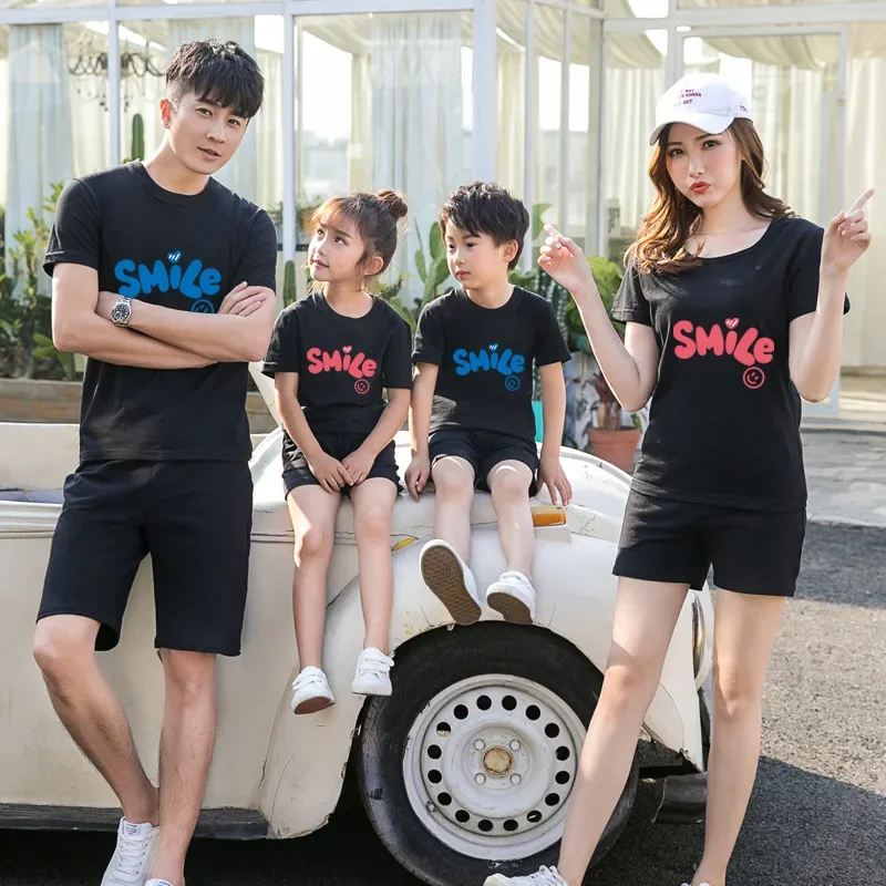 Father Mother Daughter Son Kids Clothes Baby Outfits Fashion Cartoon T-shirt Summer Mom Dad and Me Family Look Matching Outfits