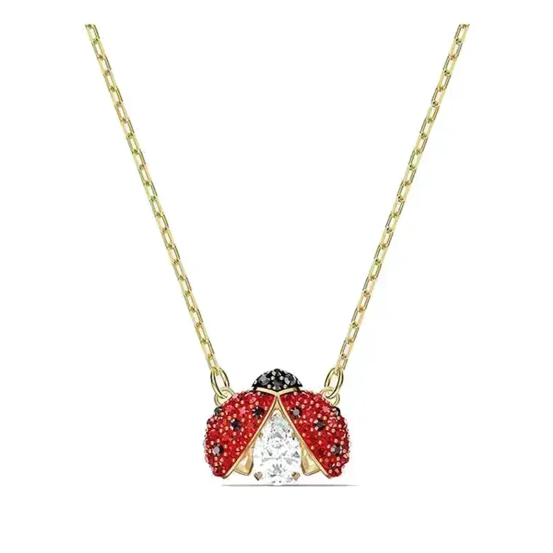 2026 Classic Fashion Perfect Crystal Inlay Craft Jewelry for Women Ladybug Bracelet Earrings Ring Chili Necklace Jewelry Set