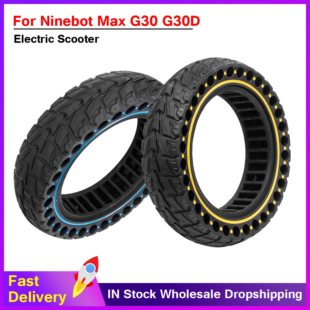 10x2.5 (60/70-6.5)Off-road Solid Tire for Ninebot G30L G30D Electric Scooter Anti-slip Explosion-proof Tyre Scooter Strong Grip