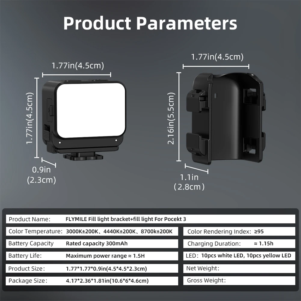 ضوء ملء مغناطيسي قابل لإعادة الشحن LED فيديو ضوء صورة شخصية ملحقات الكاميرا لـ DJI Osmo Pocket 3 #6