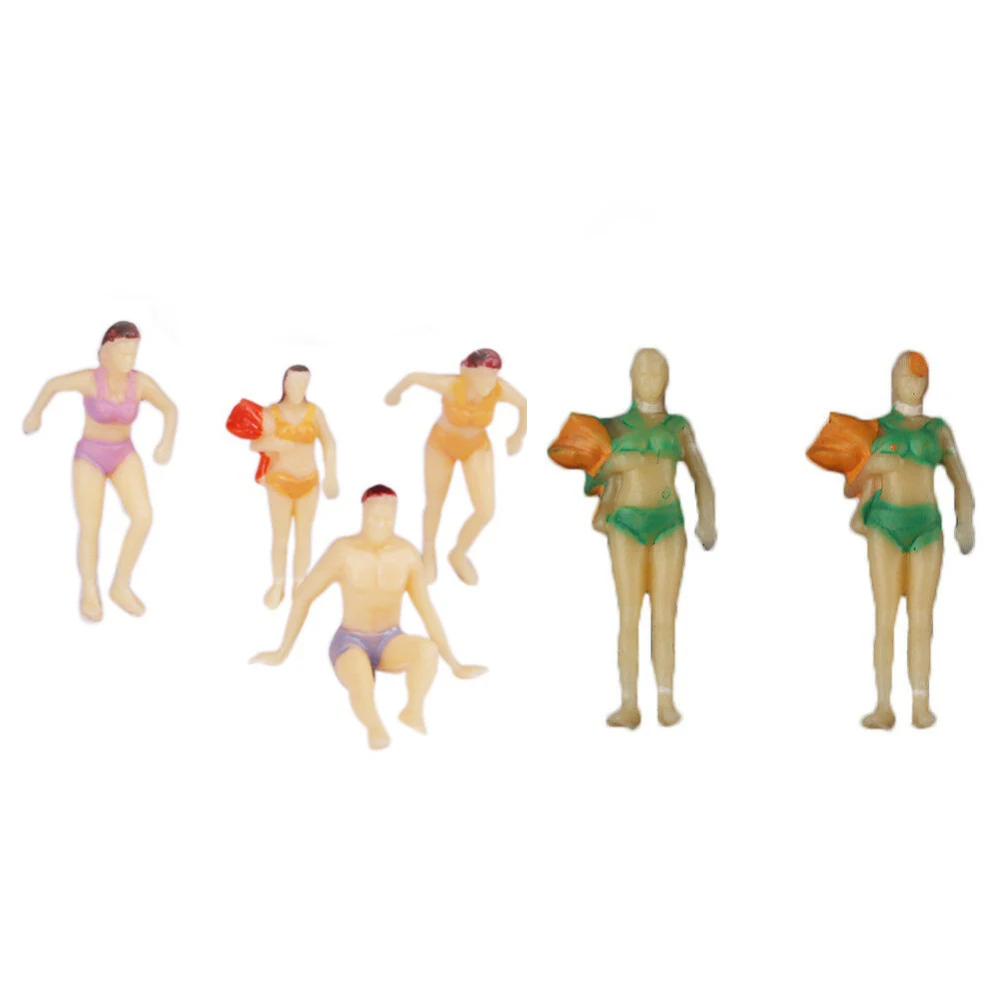 Modelo de 20 piezas de personas de playa, 1,0 pulgadas/2,6 cm, diferentes Poses, escala 1:75, modelo masculino y femenino en miniatura, figuras de