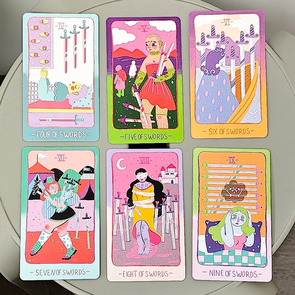 

Pastel Prism Tarot Deck 78 Pcs Tarot Cards, 10.3*6cm Imbued with The Soothing Tones of A Pink and Sky-blue Color Palette
