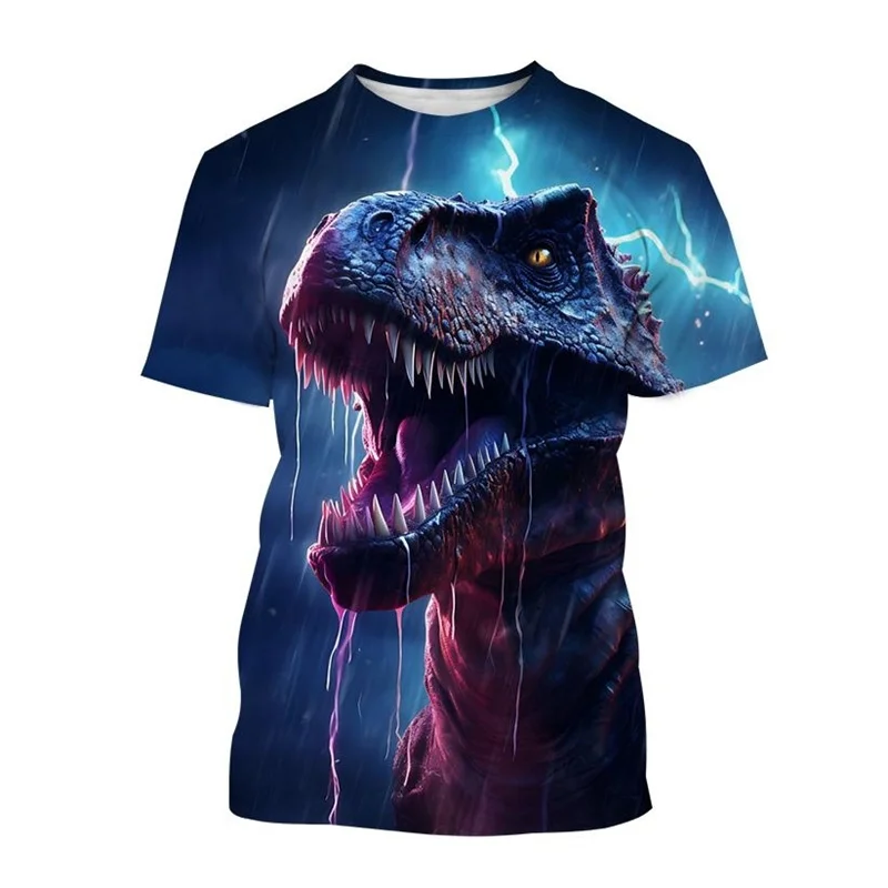 

Plus Size Animal Dinosaur 3D Printed T-shirt for Men Women Tyrannosaurus Short-sleeved Round Neck Tee Shirt Casual Street Tops