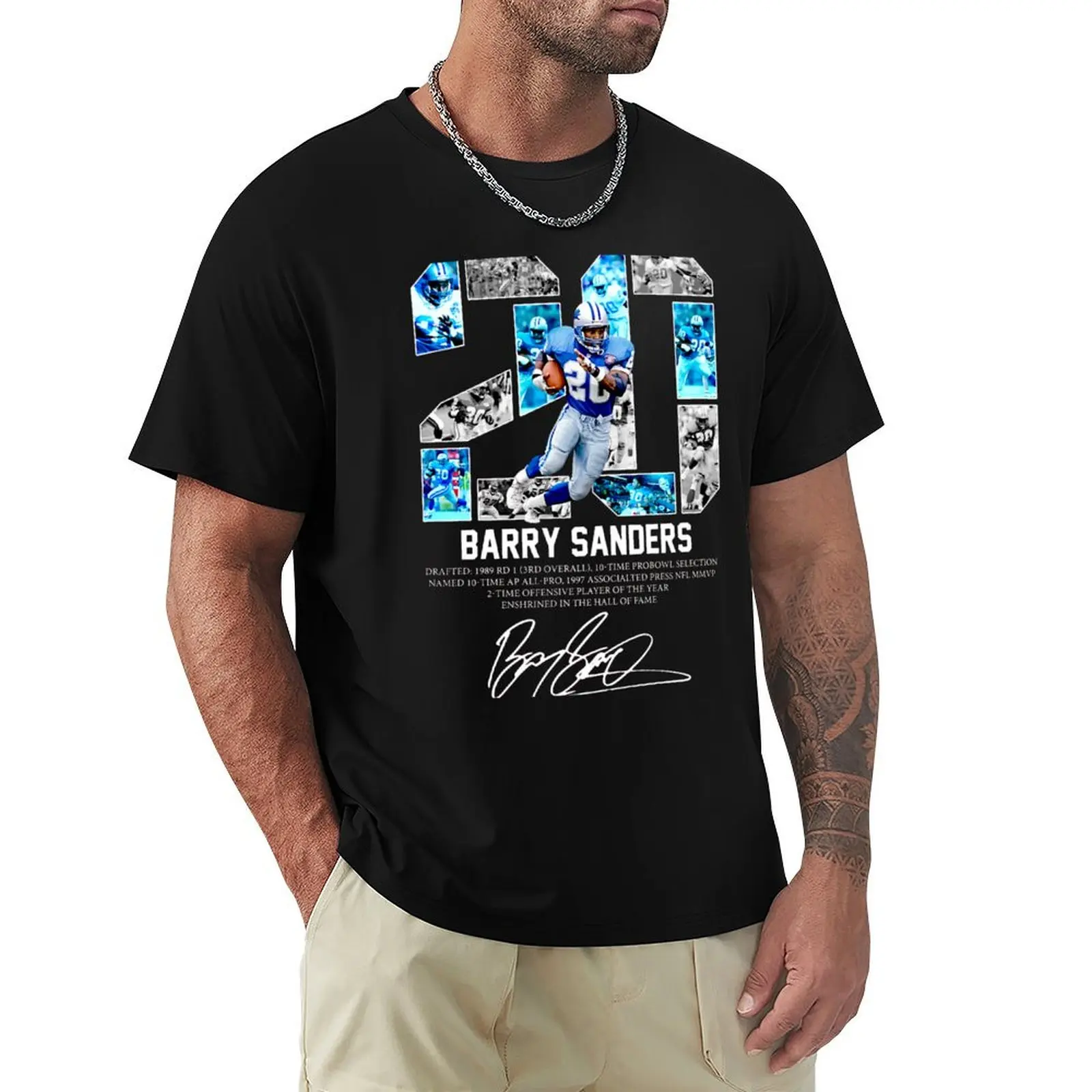 

Muadatee-Barry_-Sanders_-20-Detrit T-Shirt Basic Solid Tee for Daily Use