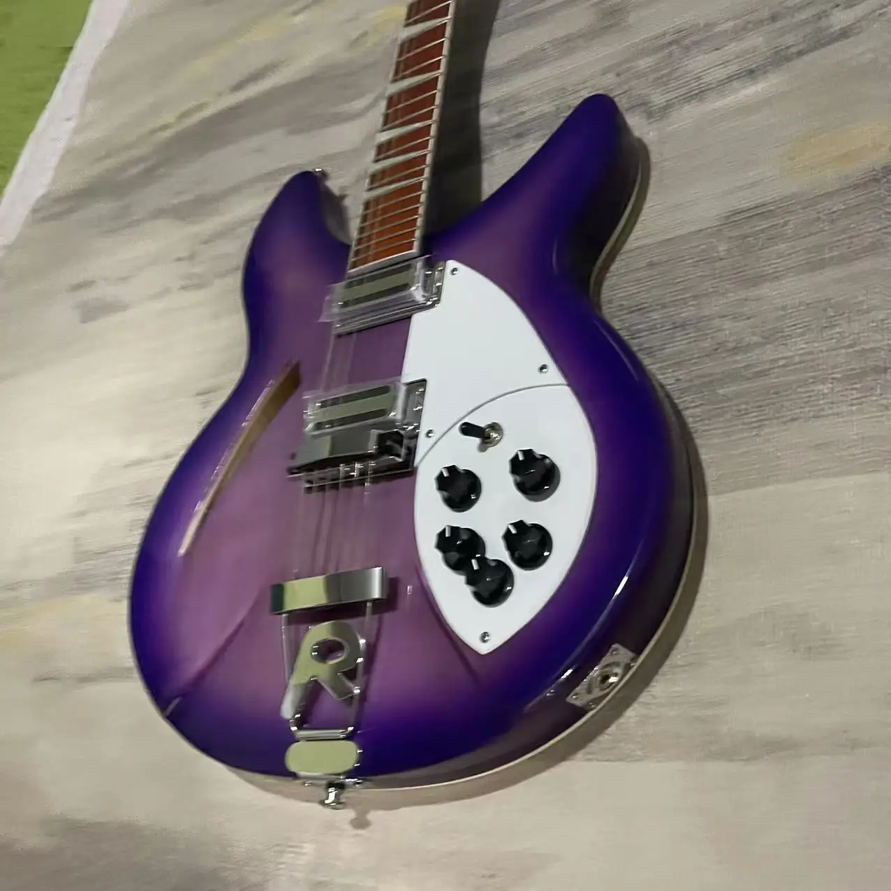 Electric Guitar Half Air Heart 12 Chord Electric Guitar, Purple Body, Factory Genuine Shipping Picture, In Stock, Order and Ship