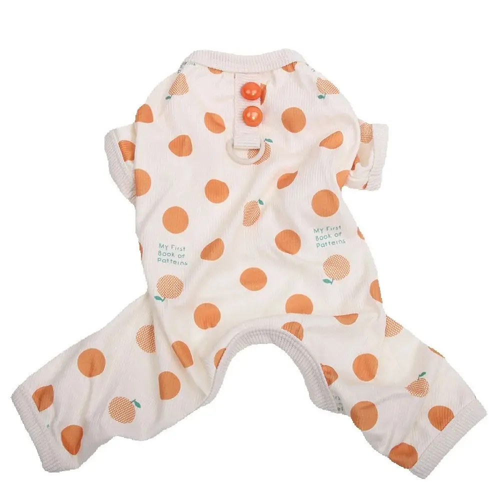 Dog Cat Jumpsuit Pajamas Dots&Pull Rings Design Pet Puppy  Tracksuit 5 Sizes 2 Colors