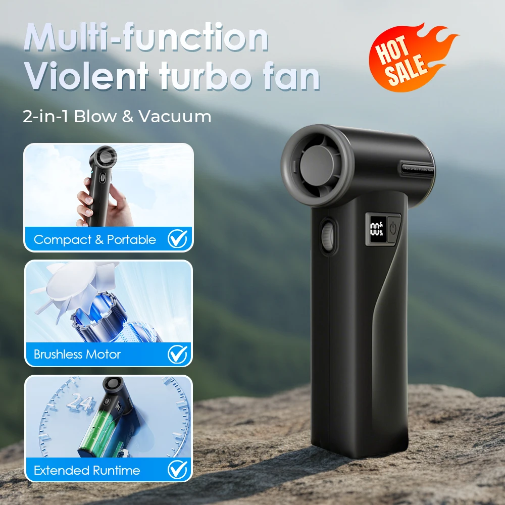 

Мощный турбовентилятор F2 с цифровым дисплеем, электрический пылесос-воздуходувка для чистки автомобилей и ПК