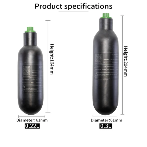 Imagen 2 del producto 0.22L,0.5L/500cc HPA da fibra do carbono, cilindro de gas de alta presión, caça do mergulho de FX, M18, 1,5, 4500Psi, 300Bar
