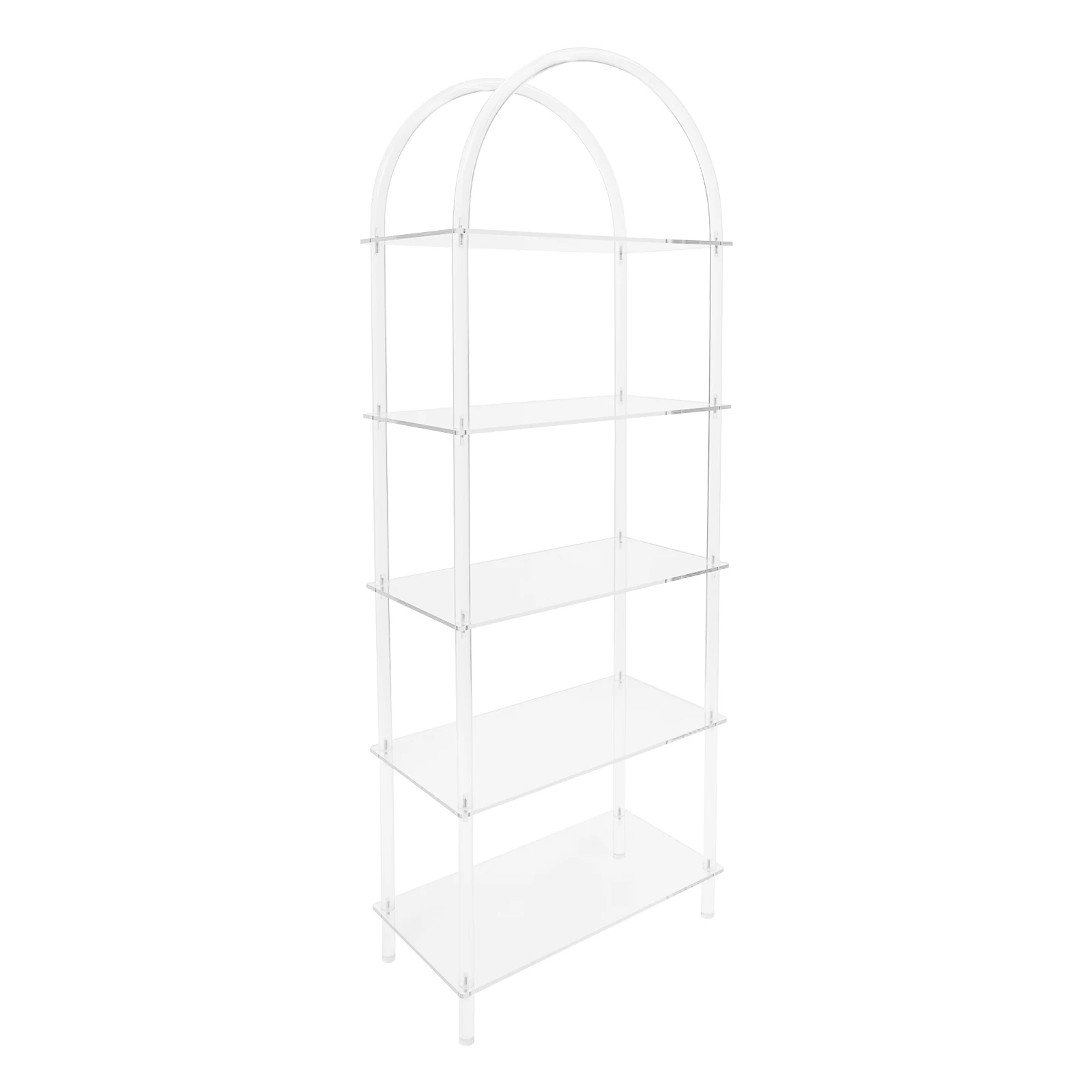 Étagère à livres arquée en acrylique à 5 niveaux, étagère de rangement transparente, étagères à livr