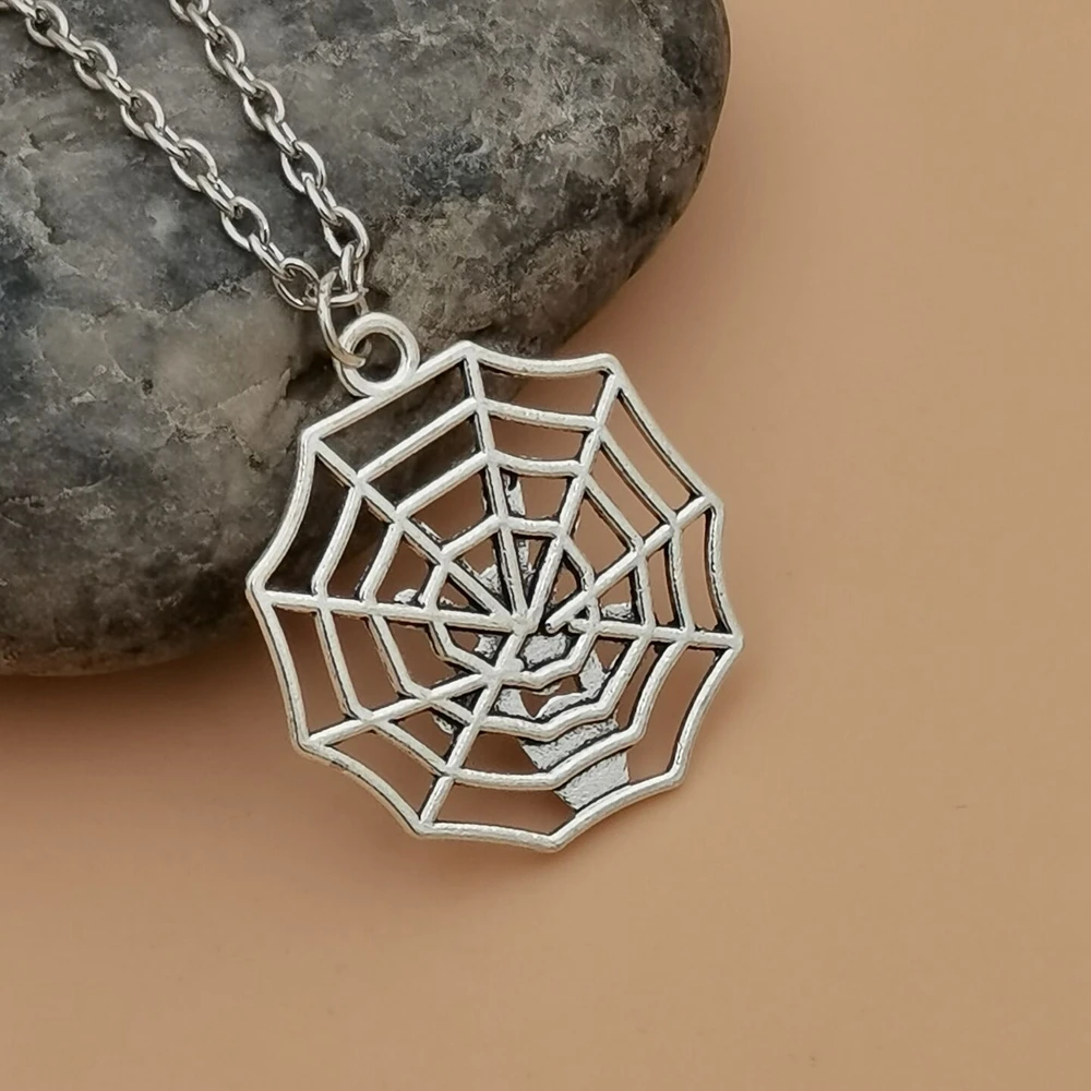 12Pc Halloween Spider Web Pendant Necklace For Men Jewelry Gift