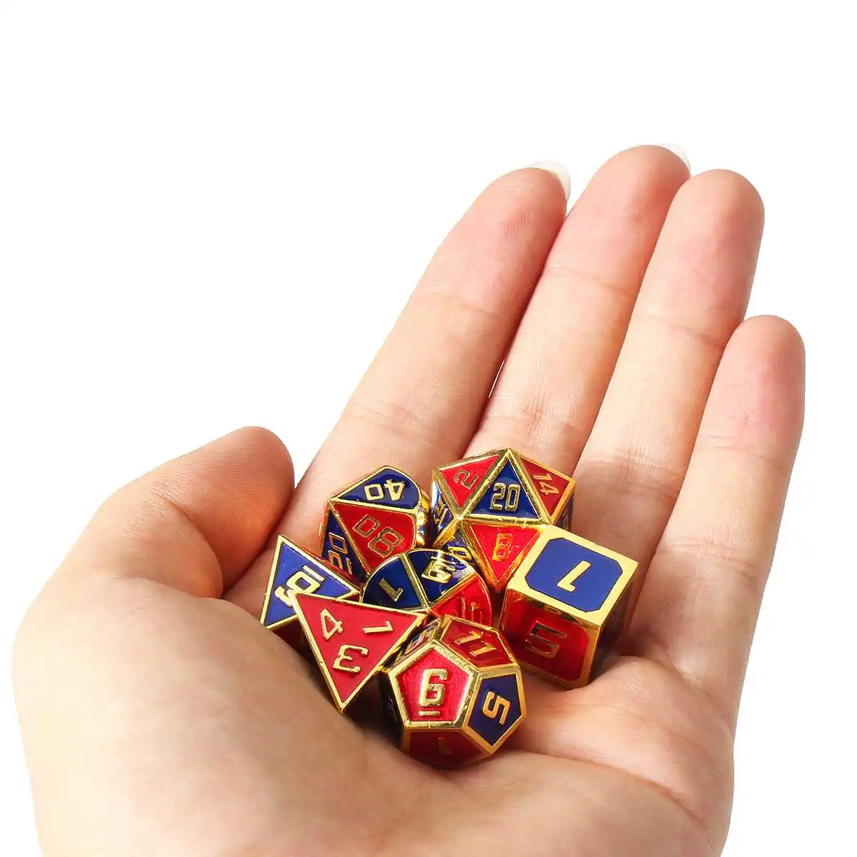 7 قطعة/المجموعة متعدد السطوح سبائك الزنك النرد مجموعة مجلس الجدول ألعاب تأثيري ألعاب عشاق الهدايا متعدد الألوان النردات مع حقيبة لعبة RPG