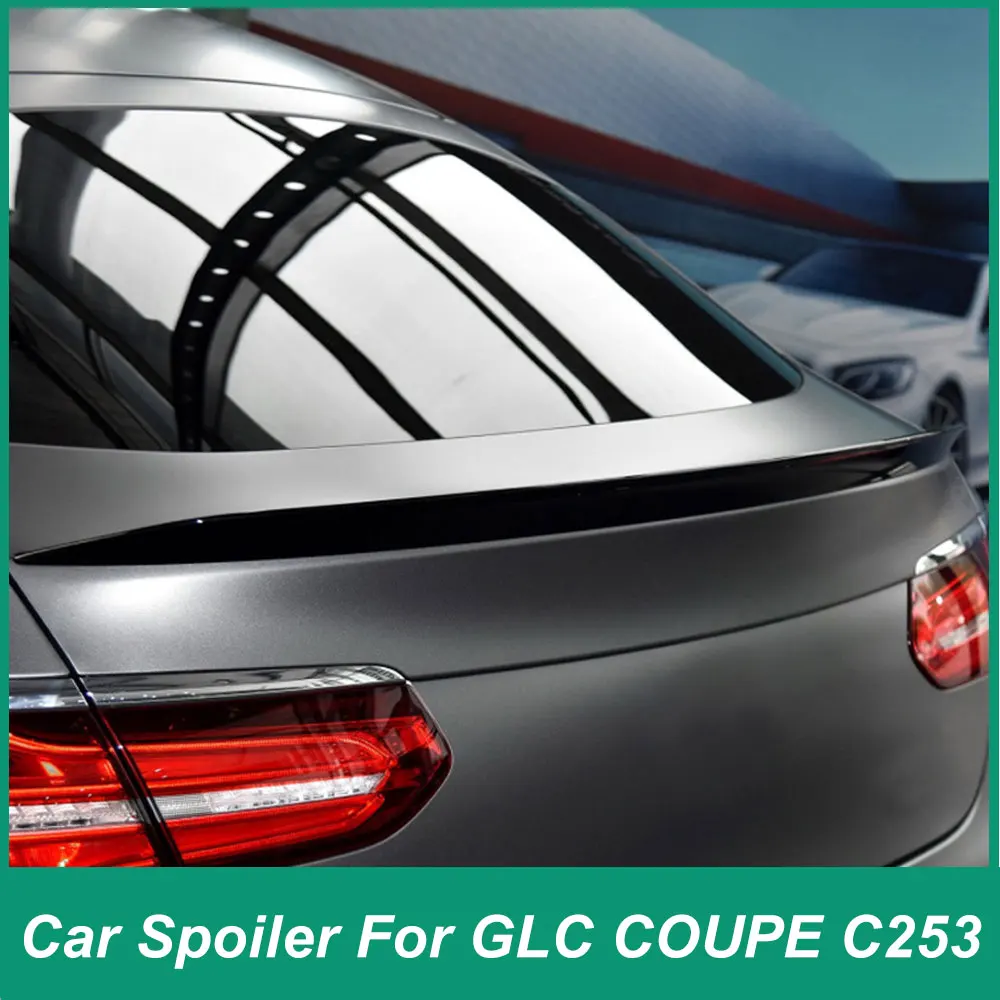 For Mercedes Benz GLC Coupe C253 GLC260 300 AMG Rear Iuggage Compartment Iid Spoiler Fixed Wing ABS Plastic Modification Black