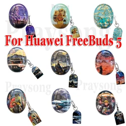 Retro Cover for Huawei Freebuds 5 Case Creative Van Gogh Protective Case for Freebuds 5 Case for Huawei 5 Funda Box Bag Painting