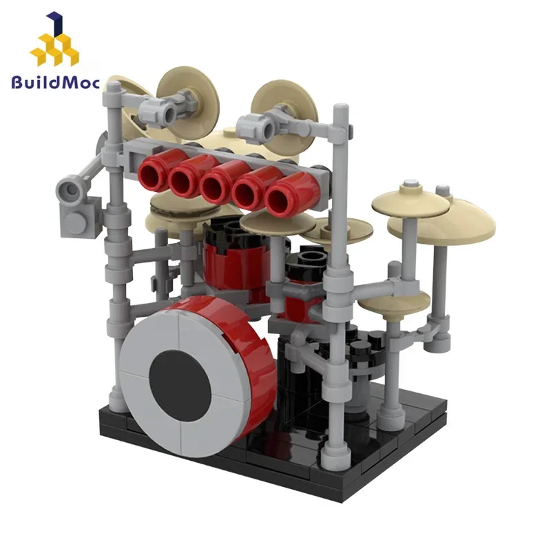 BZB MOC-24121 Mini Kit di Batteria Modello di Mattoni Strumento Musicale Building Block Set Home Decore Modello di Mattoni Per Bambini Puzzle Cervello Giocattoli