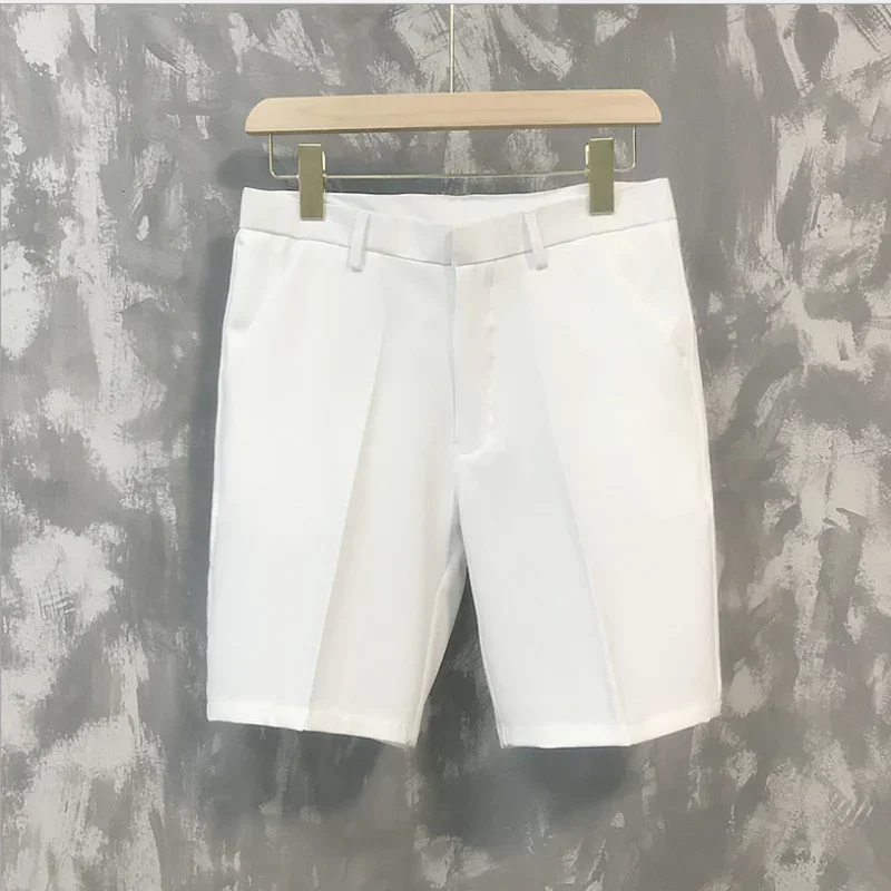 2024 New Trend Casual 5 Points Mid Pants Men\'s Summer Wild Five-point Pants Youth Loose White Suit Shorts Bermuda Masculina