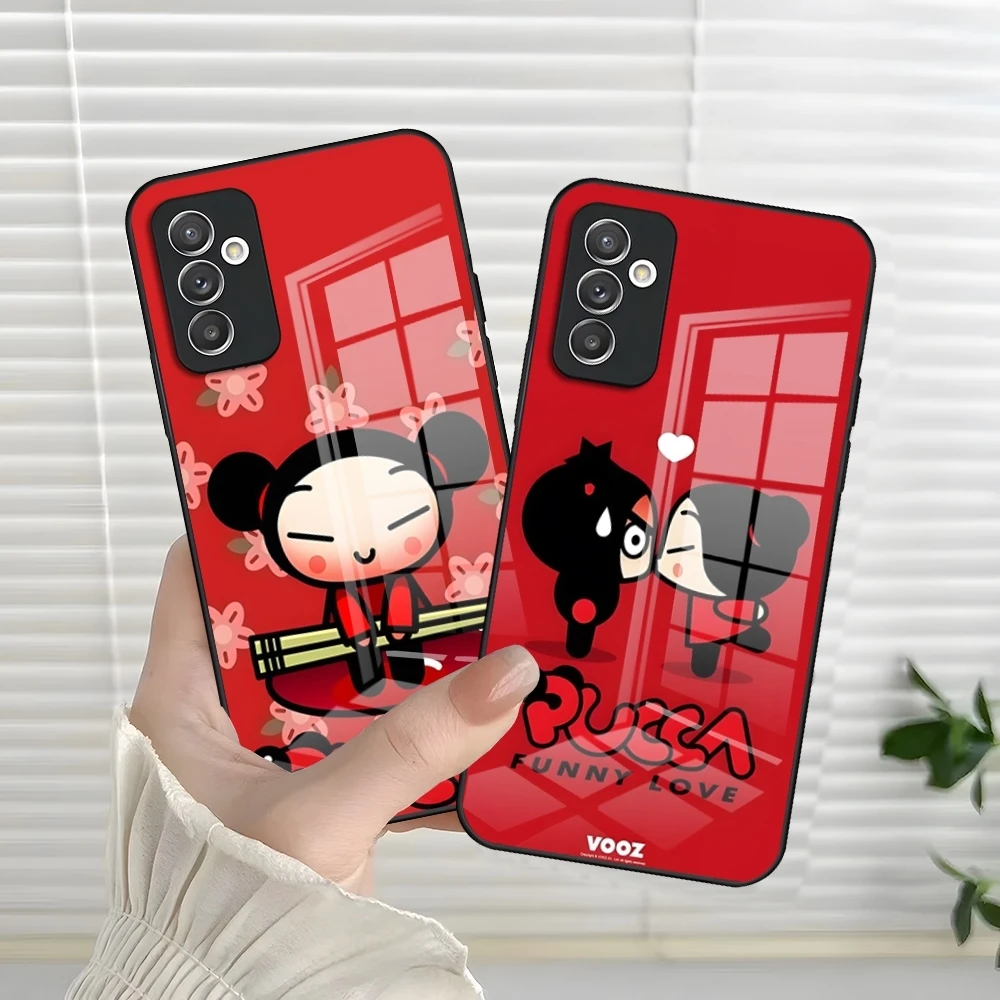 Fashion Cute Cartoon Pucca Phone Case for S24 Ultra Samsung S23 S22 S20 Fe S21 Plus Galaxy A54 A34 A24 A53 Note 20 Glass Cover